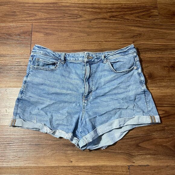 American Eagle Outfitters Pants - American Eagle Outfitters Stretch Cuffed Jeans Shorts Cotton Blue Womens Size 16